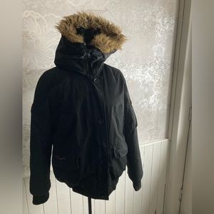 Canada weather gear black hooded winter jacket size medium